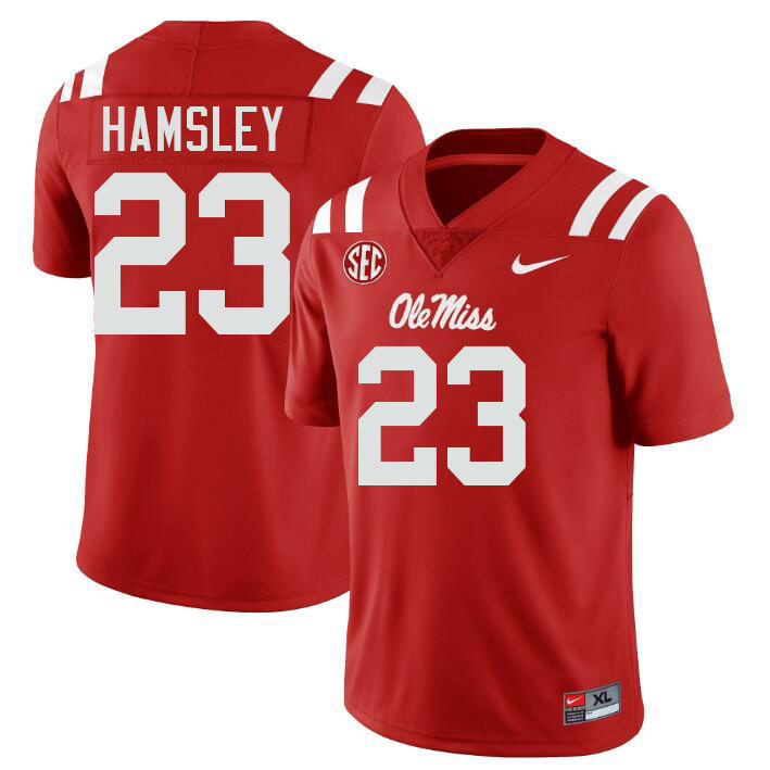 Ole Miss Rebels #23 George Hamsley College Football Jerseys Stitched-Red